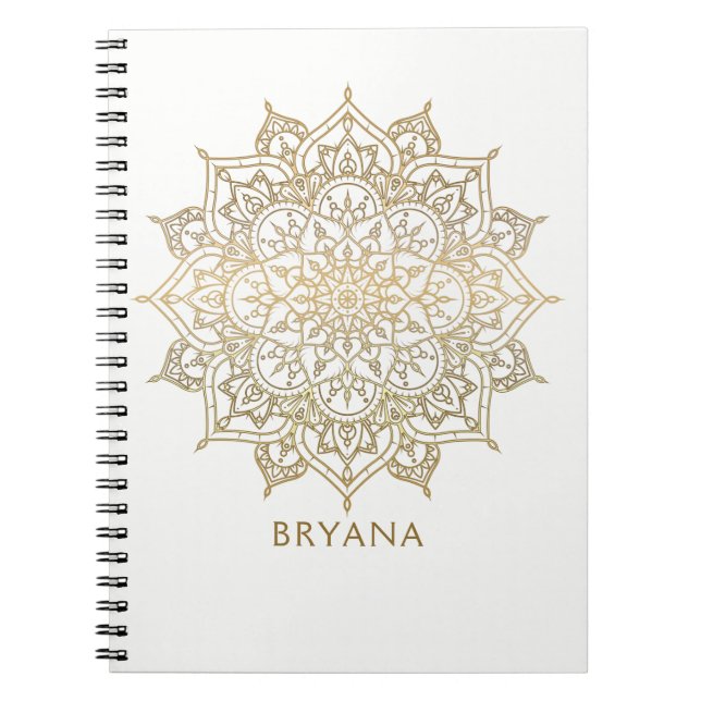 Gold Mandala White Chic Glamour Modern Glam Notebook (Front)