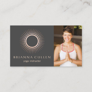 Gold Mandala Yoga Logo, Add Photo Business Card