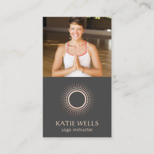 Gold Mandala Yoga Logo, Add Photo Business Card
