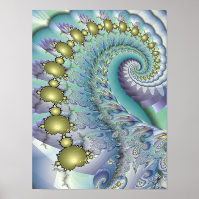 Gold Mandelbrot Spiral Poster (Front)