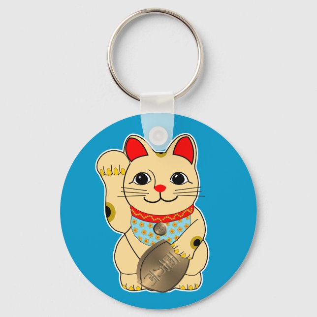 Gold Maneki Neko Key Ring (Front)