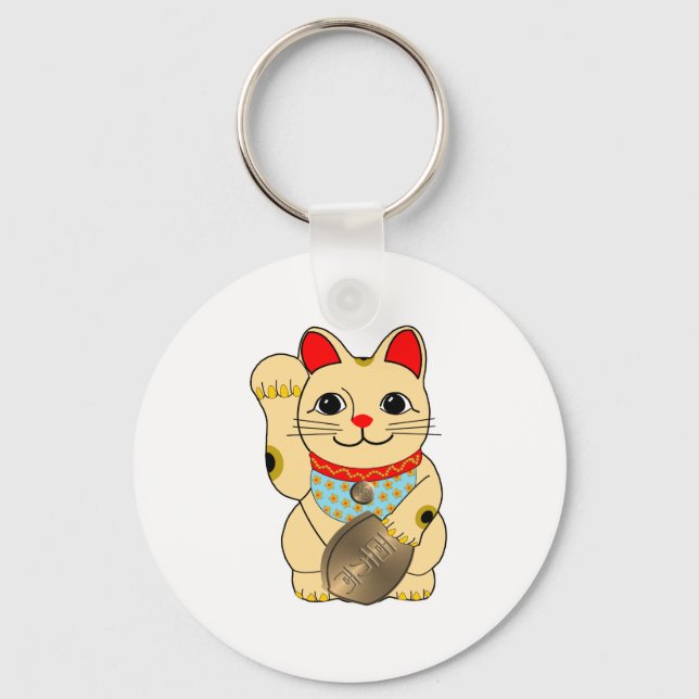 Gold Maneki Neko Key Ring (Front)