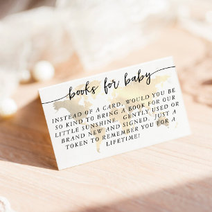 Gold Map Baby Shower Book Request Enclosure Card