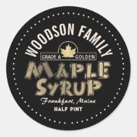 Gold Maple Leaf Emblem Maple Syrup Editable Label