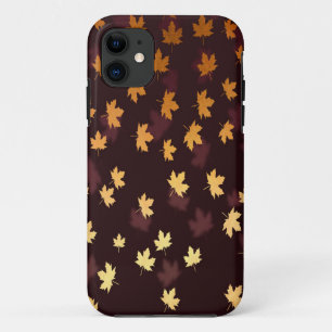 Gold Maple Leaf on dark red iPhone 11 Case