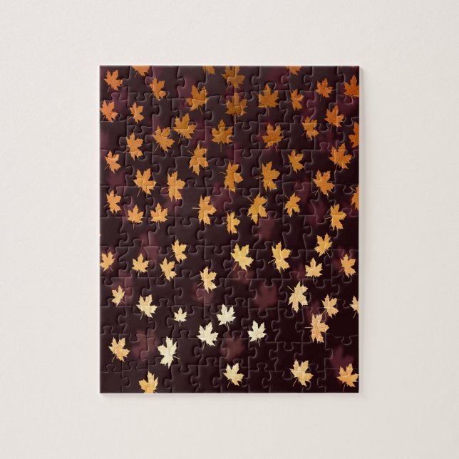 Gold Maple Leaf on dark red Jigsaw Puzzle (Vertical)