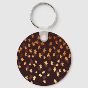Gold Maple Leaf on dark red Key Ring