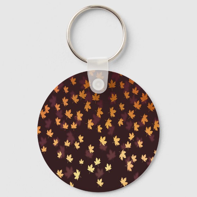 Gold Maple Leaf on dark red Key Ring (Front)