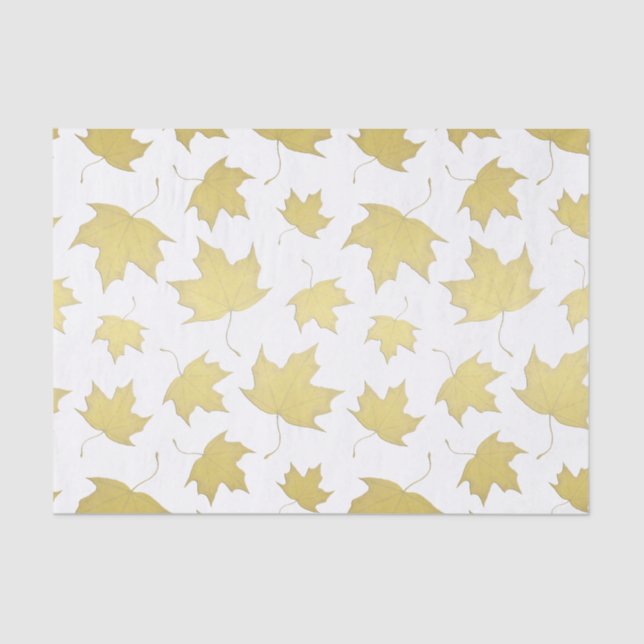 Gold Maple Leaves Pattern Tissue Paper (Front)