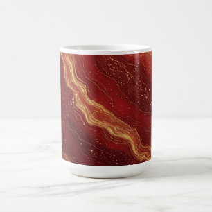 Gold Marble Abstract Background With Red Swirls Coffee Mug