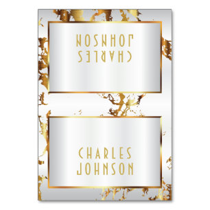 Gold Marble and White Satin - Place Cards