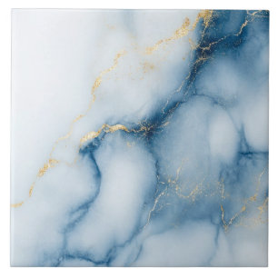 Gold Marble Blue Pattern Tile