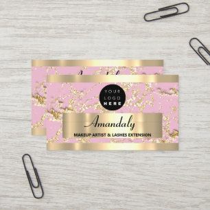Gold Marble Consulting Glitter Pink Pastel Royal Business Card
