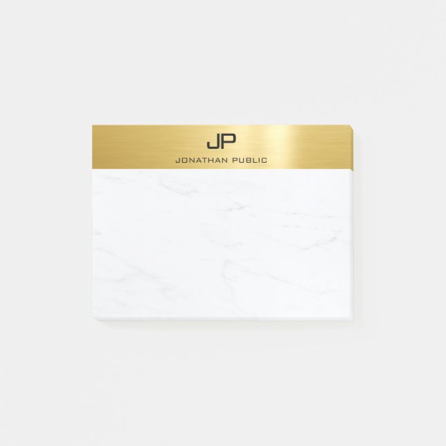 Gold Marble Elegant Simple Modern Design Plain Post-it Notes (Front)