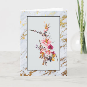 Gold Marble Flower Bouquet Grandmother Mothers Day Holiday Card