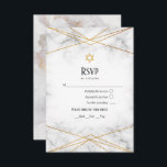 Gold Marble Geometric Bat Mitzvah RSVP Card<br><div class="desc">Bat mitzvah rsvp featuring a marble texture with a gold geometric frame and a gold foil marble reverse.</div>