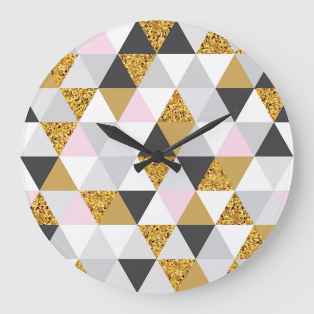 Gold marble, geometric seamless texture large clock (Front)