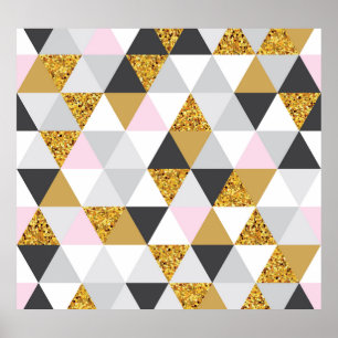 Gold marble, geometric seamless texture poster