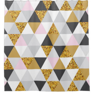 Gold marble, geometric seamless texture shower curtain