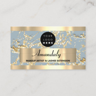 Gold Marble Glitter Beauty Hair StudioSmoky Blue Business Card