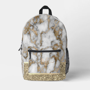Gold Marble Glitter Monogram Print Cut Sew Bag