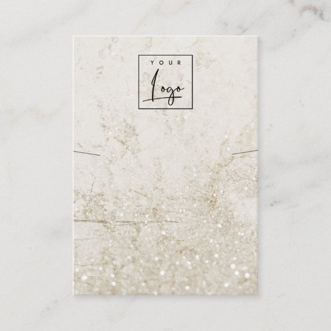 Gold Marble Glitter Necklace Band Logo Display Business Card (Front)
