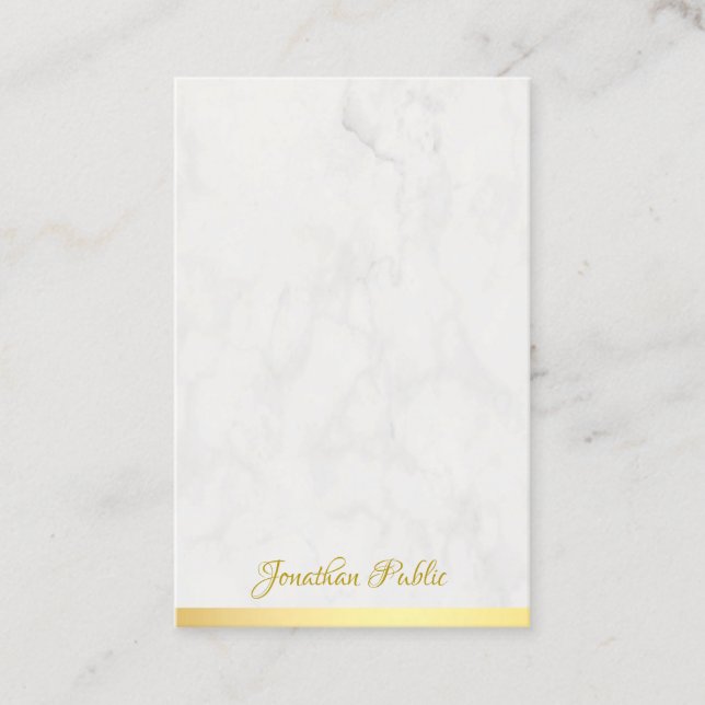 Gold Marble Hand Script Name Template Professional Business Card (Front)