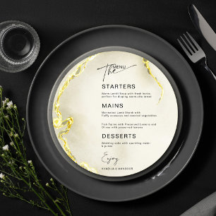 Gold Marble Islamic Wedding Circle Menu Card