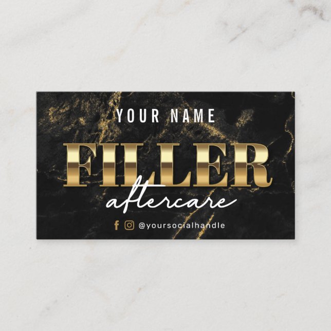 Gold Marble Luxury Filler Aftercare Card (Front)