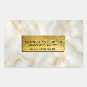 Gold Marble Luxury Handcrafted Jewelry Branding Rectangular Sticker