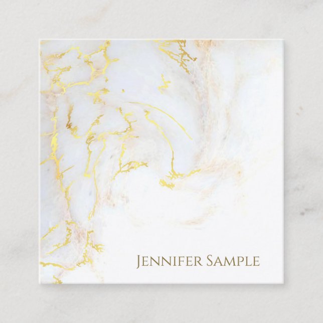 Gold Marble Luxury Template Elegant Golden Modern Square Business Card (Front)