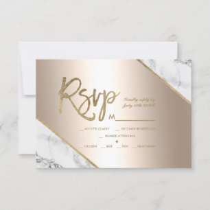 gold marble metallic foil glitter rsvp wedding card