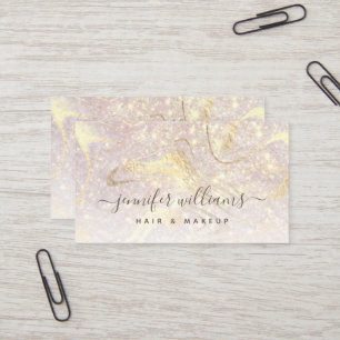 Gold Marble Modern Elegant Rose Gold Makeup Artist Business Card