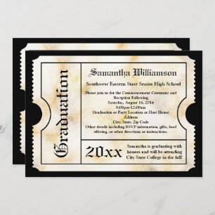 Gold Marble Modern Graduation Ticket Invitation