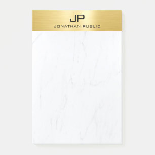 Gold & Marble Modern Simple Monogram Template Post-it Notes