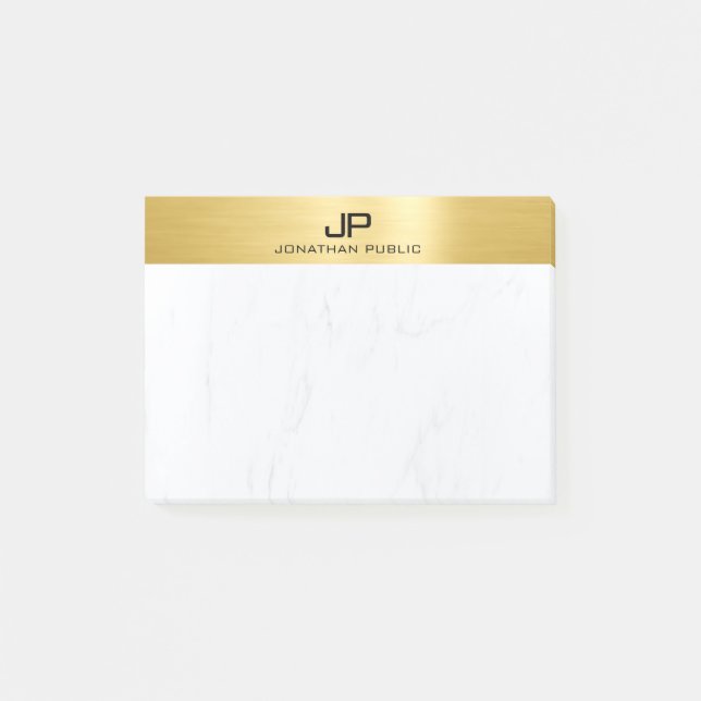 Gold&Marble Modern Simple Monogrammed Template Post-it Notes (Front)
