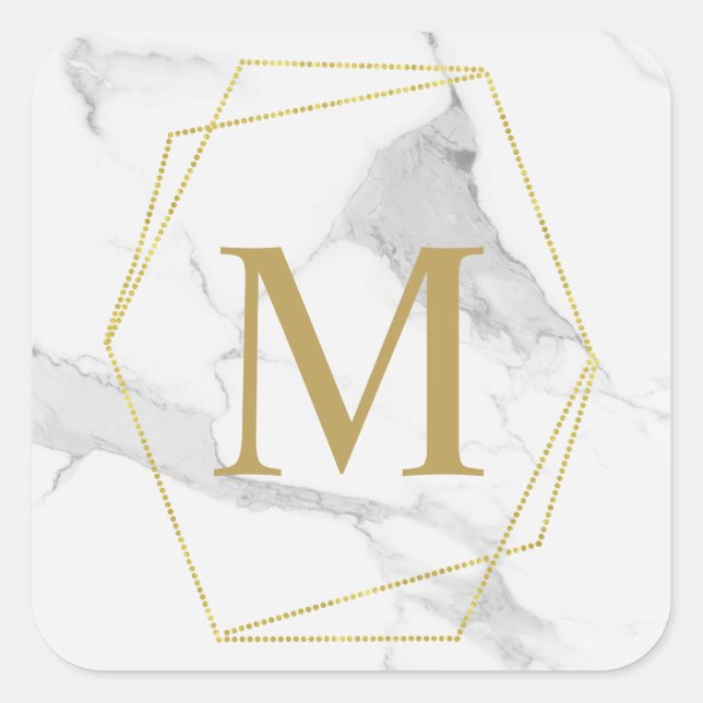 Gold Marble Monogram Sticker (Front)