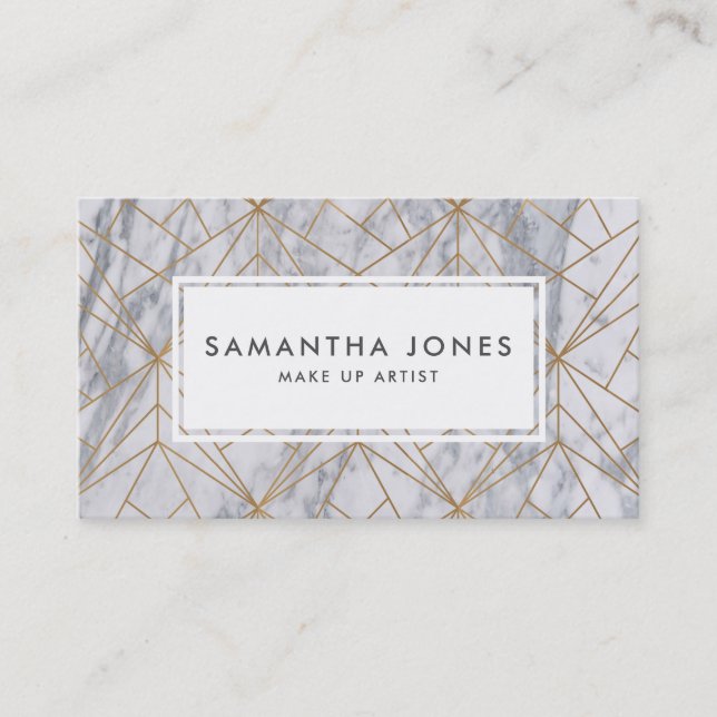 Gold Marble Pattern Make Up Artist Business Cards (Front)