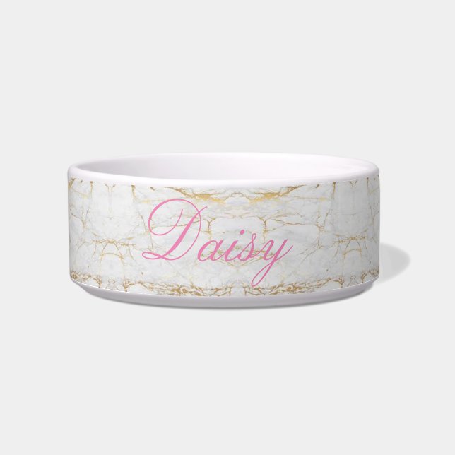 Gold Marble Personalized Pet Bowl (Front)