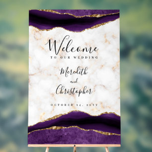 Gold Marble Purple Agate Wedding Welcome Acrylic Sign