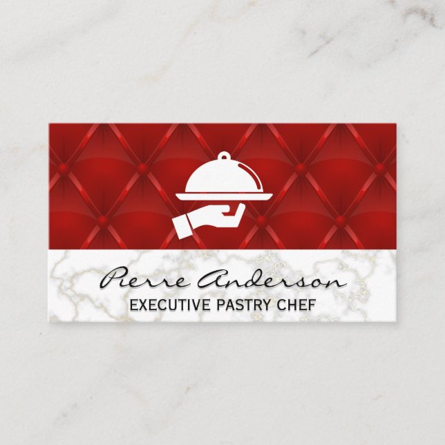 Gold Marble | Red Leather Upholster Background Loyalty Card (Front)