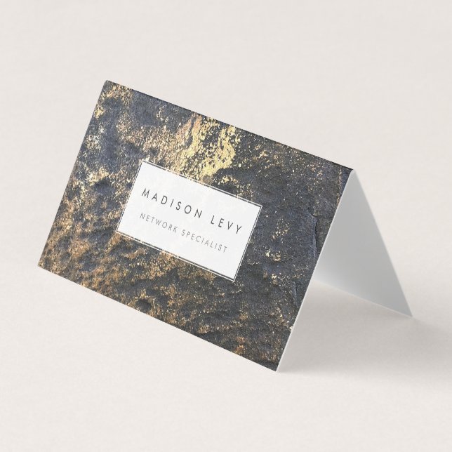 Gold Marble Rock Face Design Network Business Card (Front)