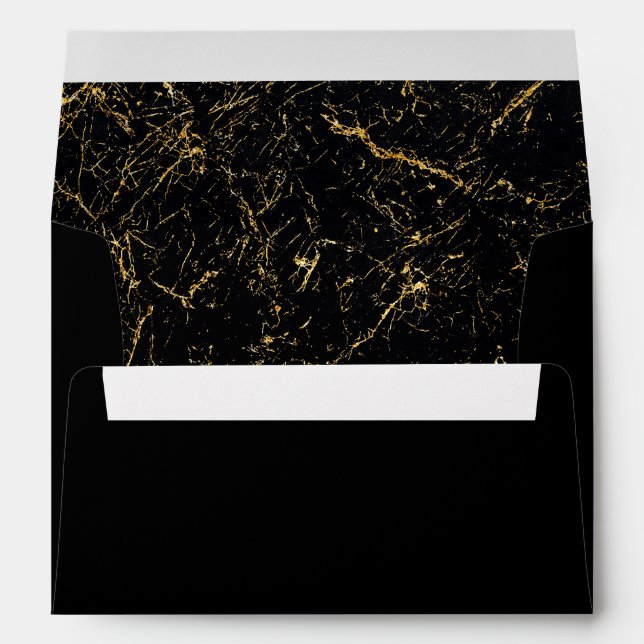 Gold marble stripes typography black envelope (Back (Bottom))