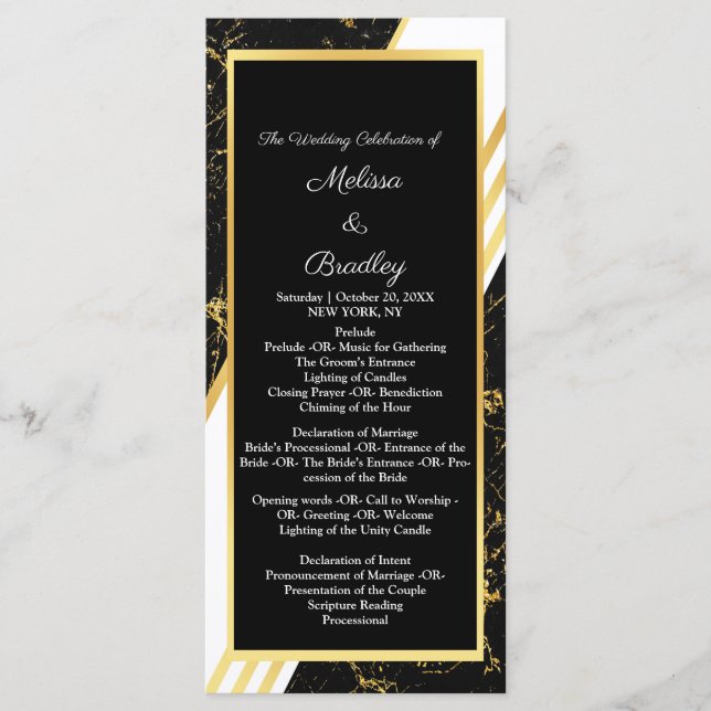 Gold marble stripes typography black programme (Front)