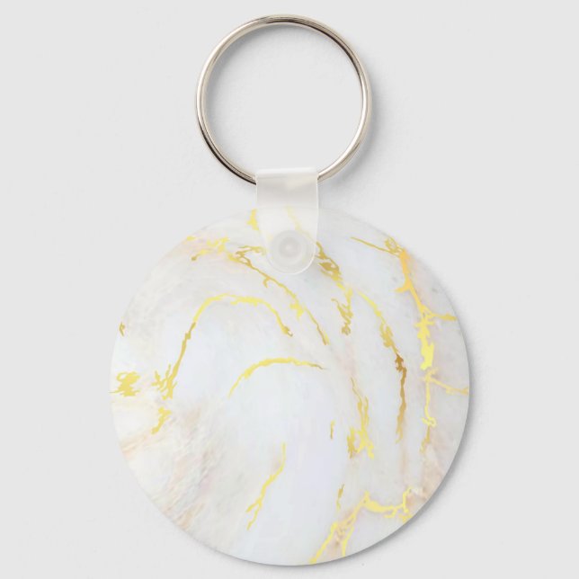 Gold Marble Template Trendy Elegant Customize Key Ring (Front)