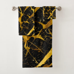 Gold Marble Texture Seamless Pattern Bath Towel Set
