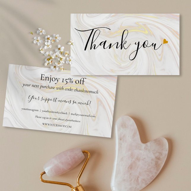 Gold Marble Thank You For Shopping Discount Card (Creator Uploaded)