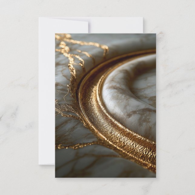 Gold Marble Wedding RSVP Card (Front)