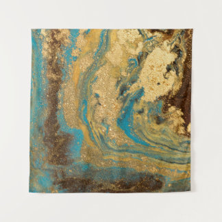Gold marbling: blue marble texture. tapestry