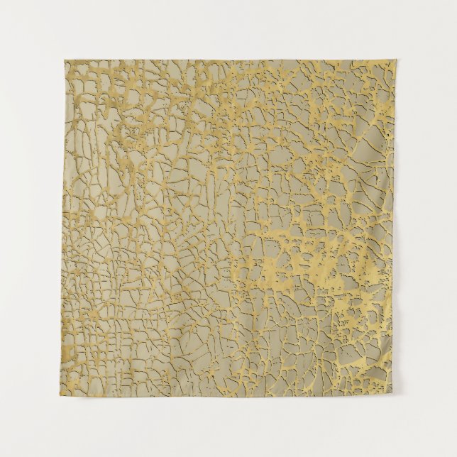 Gold Marbling: Grunge Texture Design Tapestry (Front)